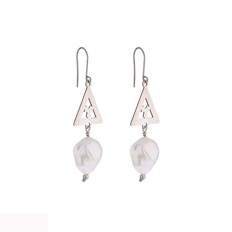 Ancient Persia Inspired 925 Silver Earrings with Natural Baroque Pearl