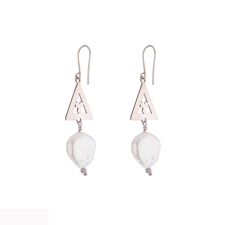 Ancient Persia Inspired 925 Silver Earrings with Natural Baroque Pearl