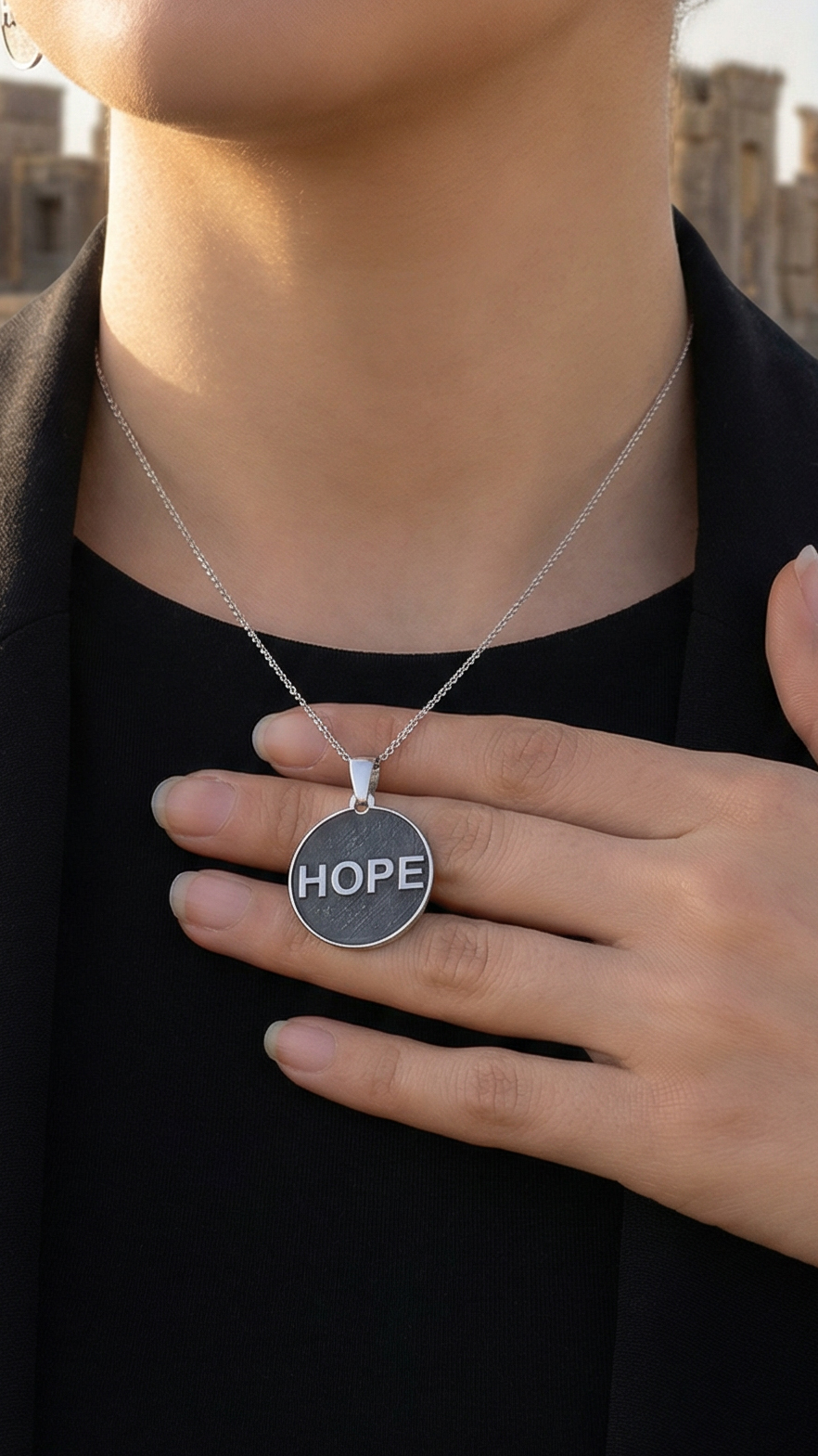 نیم ست نقره زنانه مدل HOPE (امید) عیار 925 ضد حساسیت