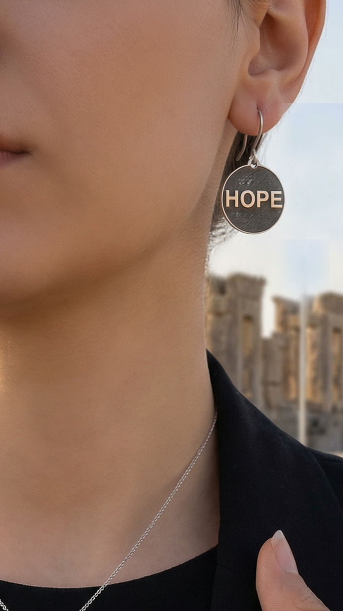 نیم ست نقره زنانه مدل HOPE (امید) عیار 925 ضد حساسیت