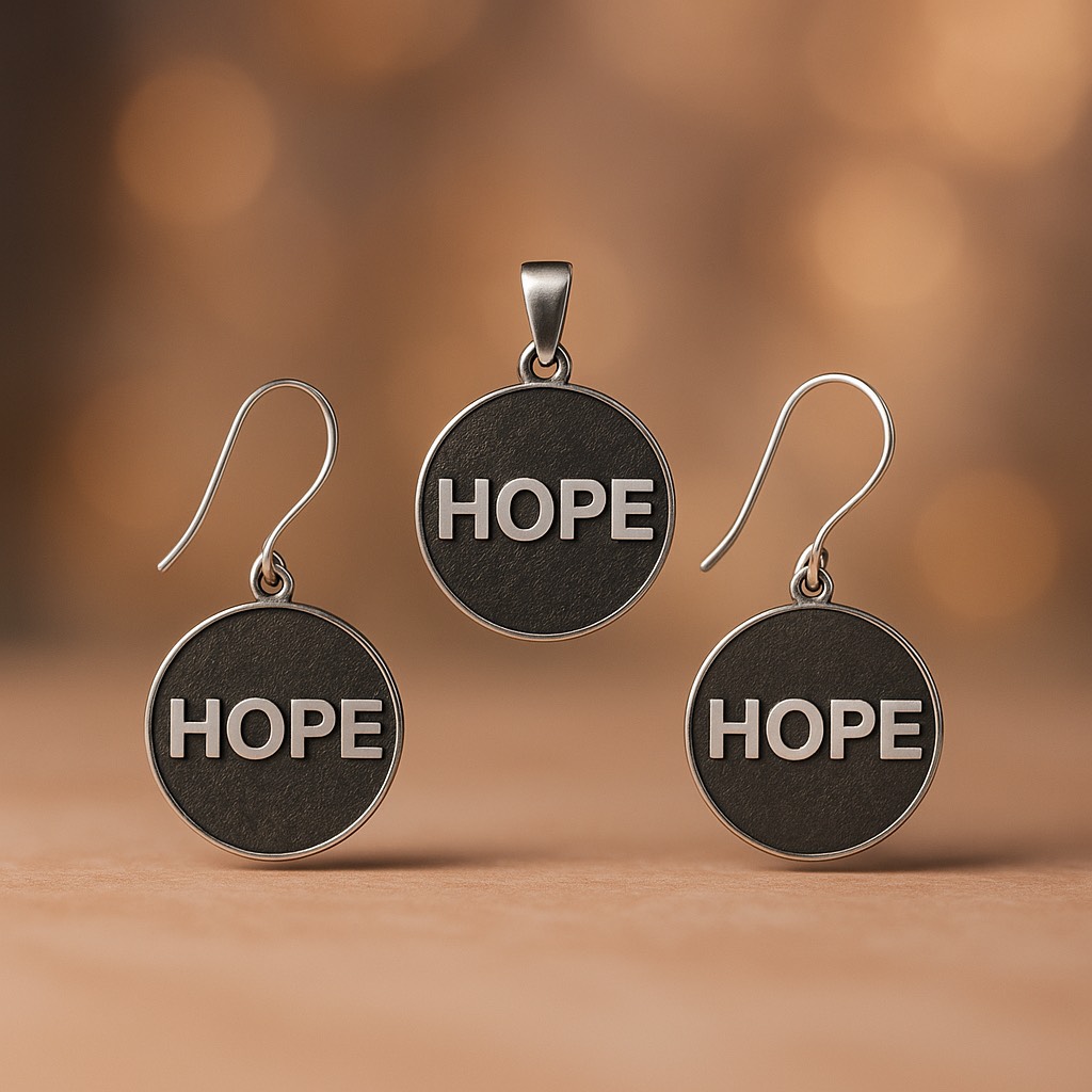 نیم ست نقره زنانه مدل HOPE (امید) عیار 925 ضد حساسیت