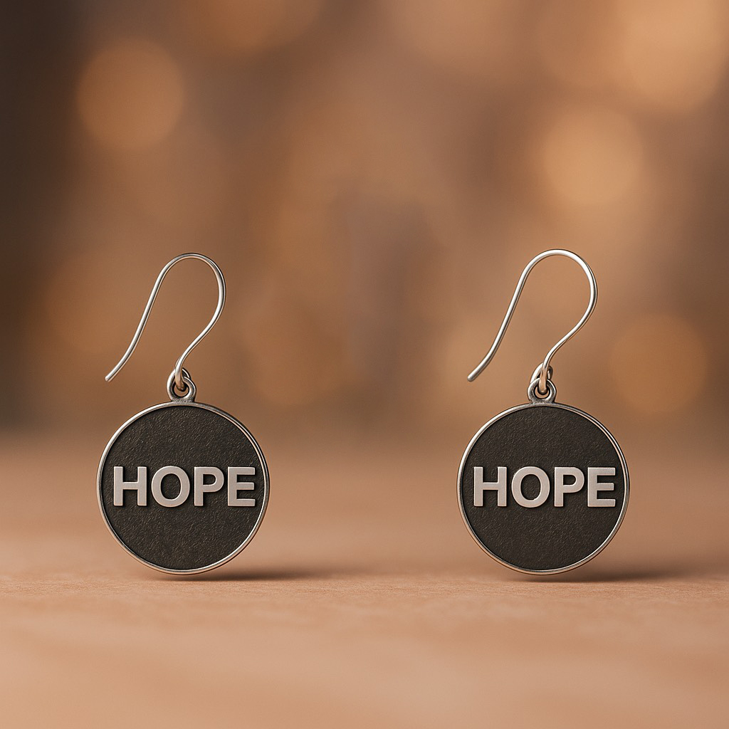 گوشواره نقره زنانه مدل HOPE (امید) عیار 925 ضد حساسیت